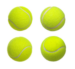 Tennis ball set isolated on a white
