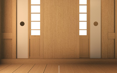 Scene empty room with decoraion and tatami mat floor.3D rendering