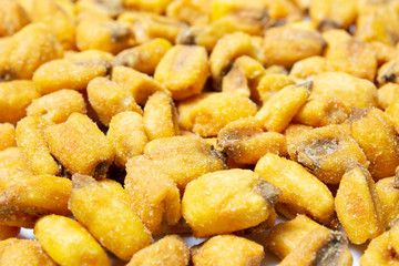 Roasted corn nuts texture close up