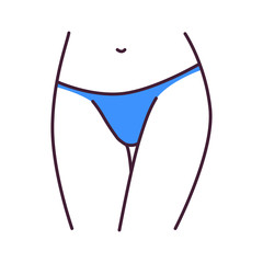 Underpants tanga lingerie color line icon. A type of panties with sides that extend lower down the hips. Pictogram for web page, mobile app, promo. UI UX GUI design element. Editable stroke