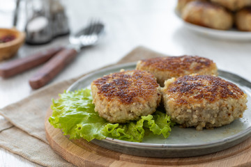 Homemade meat cutlets on a plate
