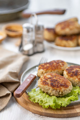 Homemade meat cutlets on a plate