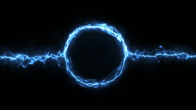 Electric Scifi Plasma Ring Fx Loop/ 4k animation of a scifi fantasy electric plasma ring background with electric neon strokes