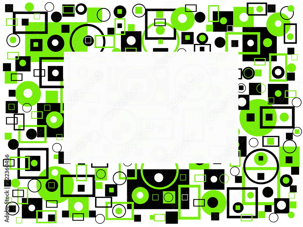 Fototapete decorative ornament of green and black geometric shapes with a text input field
