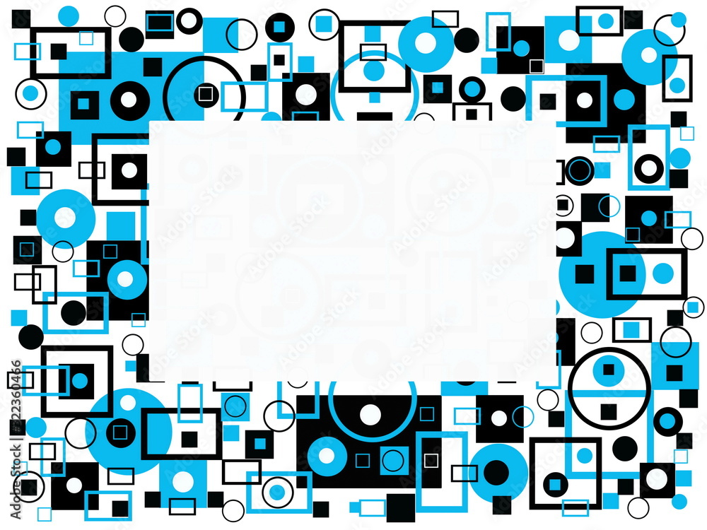 Fototapete decorative ornament of blue and black geometric shapes with a text input field
