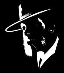 silhouette of man with a hat and beard mafia