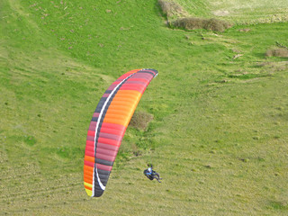 Paraglider above the hill at Mere