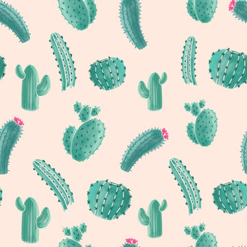 Cactus Pattern on Pink
