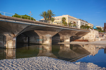 Fototapeta premium Pebble beach with sea views on the Promenade des Anglais in Nice, France