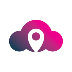 color cloud pin map location logo design