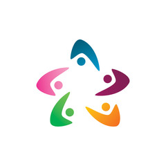 creative color people star team logo design
