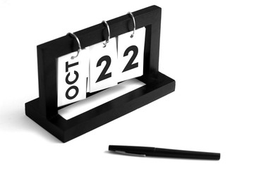 October 22th calendar icon. Day 22 of month. Office background.