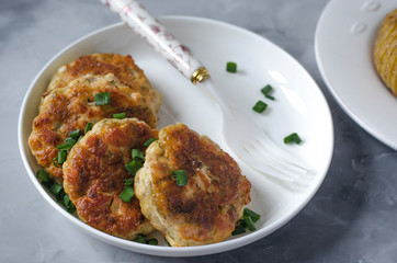 Chopped meatballs with dill and garlic cheese