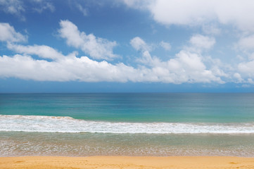 Fototapeta na wymiar Seascape and blue Sky background.