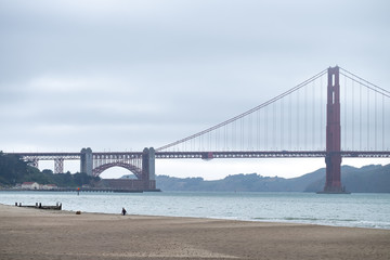 Golden Gate Bridge on a Foggy day - Profile View