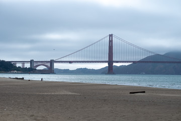 Golden Gate Bridge on a Foggy day - Profile View