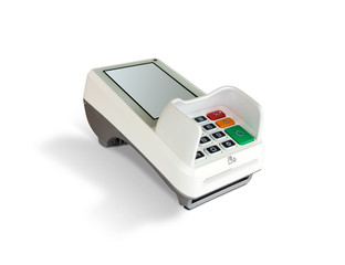 Credit card terminal isolated on white background	