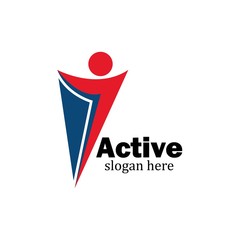 Sport Fitness Winner Champion Man Logo design vector template. Active workout concept Logotype icon