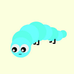 Kawaii, funny character, green insect, icon, caterpillar, cute cartoon, smiling face, flat design, kids pictures
