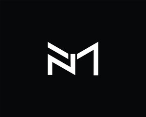 Creative and Minimalist Letter NM MN Logo Design Icon, Editable in Vector Format in Black and White Color