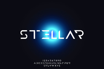 Stellar, an Abstract technology futuristic alphabet font. digital space typography vector illustration design	