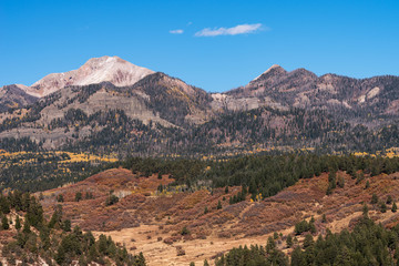 Fototapeta na wymiar Pagosa Peak rises above a valley North of Pagosa Springs Colorado. 