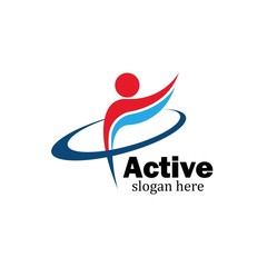 Sport Fitness Winner Champion Man Logo design vector template. Active workout concept Logotype icon