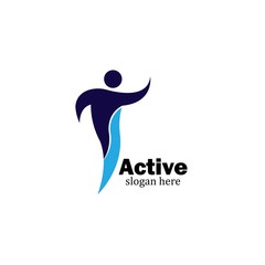 Sport Fitness Winner Champion Man Logo design vector template. Active workout concept Logotype icon