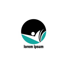 Sport Fitness Winner Champion Man Logo design vector template. Active workout concept Logotype icon