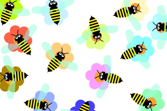 Seamless picture with bees for design. Vector