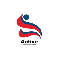 Sport Fitness Winner Champion Man Logo design vector template. Active workout concept Logotype icon