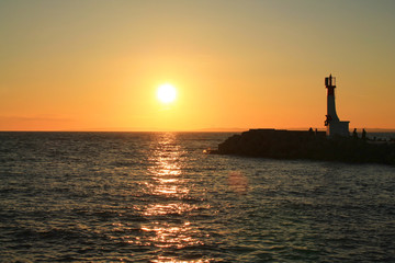 Amazinf sunset in mediterranean sea, Le grau du roi, France