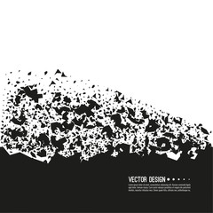 Explosive black background. Vector illustration breaking into small debris with sharp particles.