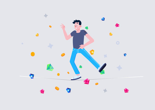 vector illustration of a man jumping on abstract background