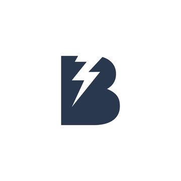 Logo Design Concept with initial letter and Thunder Flash Light Icon