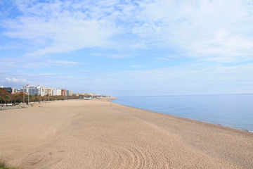 Callela beach, a seaside city on the Costa del Maresme, in the northeast of Barcelona, in Catalonia, Spain