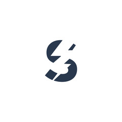 Logo Design Concept with initial letter and Thunder Flash Light Icon