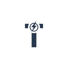 Logo Design Concept with initial letter and Thunder Flash Light Icon
