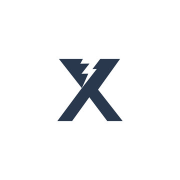 Logo Design Concept with initial letter and Thunder Flash Light Icon