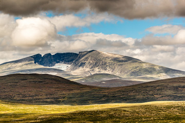 DOMBAAS, NORWAY - 2018 AUGUST 01.Snoehetta is the highest mountain at Dovre, 2286 meter