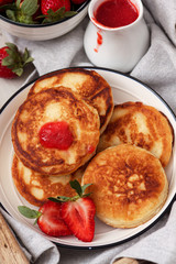 Pancakes with Strawberry Syrup for Breakfast