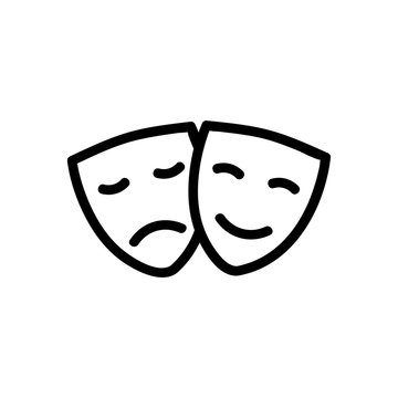 Masks theater icon vector. Thin line sign. Isolated contour symbol illustration
