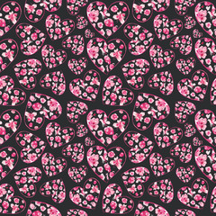 Valentine's day hearts template. Watercolor flower Romantic Sticker.