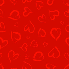 Seamless pattern with hand drawn hearts