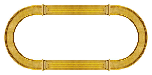 Panoramic golden frame for paintings, mirrors or photo isolated on white background