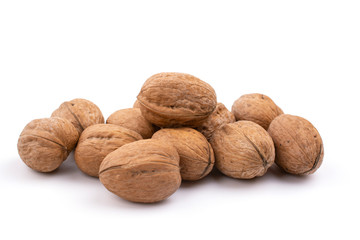 walnuts close up on a white isolated background