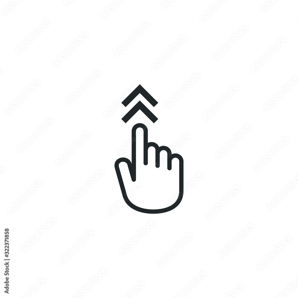 Poster swipe up icon for social media stories, scroll pictogram template color editable. arrow up logo for 