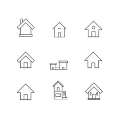 Simple set of home icons in trendy line style. Modern vector symbols, isolated on a white background. Linear pictogram pack. Line icons collection for web apps and mobile concept.