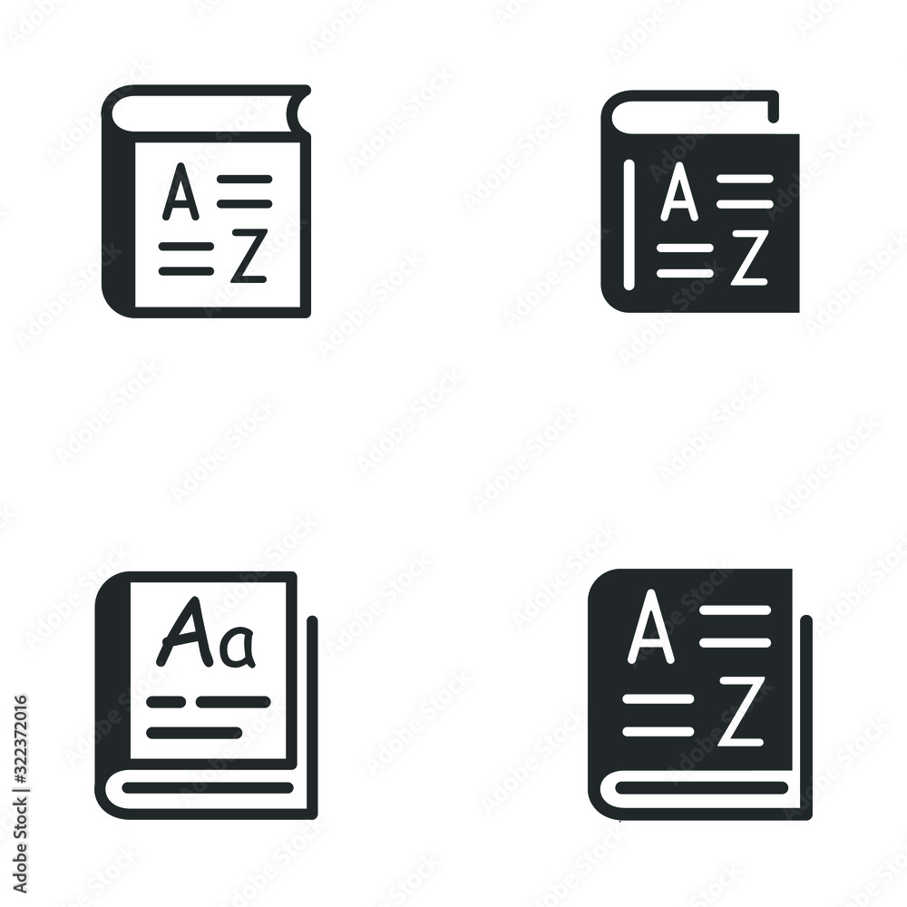 Poster vocabulary icon template color editable. book glossary symbol logo vector sign isolated on white bac