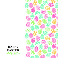 Vector illustrations of Easter card with color decorative eggs vertical design